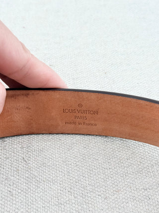 Louis Vuitton monogram belt with silver buckle, 80/32