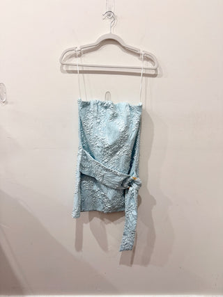 Camila Coelho strapless mini textured dress with buckle, M