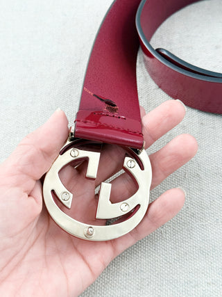 Gucci patent leather GG belt, 80/32