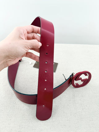 Gucci patent leather GG belt, 80/32