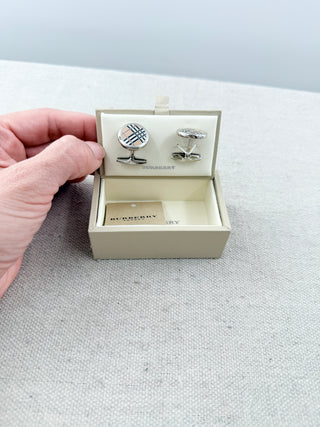 Burberry check cufflinks
