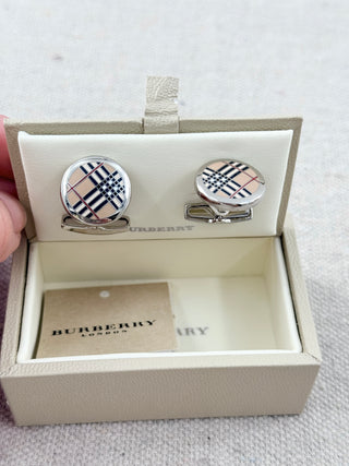 Burberry check cufflinks