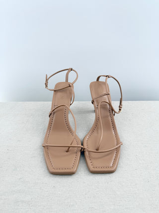 essen elevated essential heels featuring slim, asymmetrical straps, square toe, and slingback strap, 39