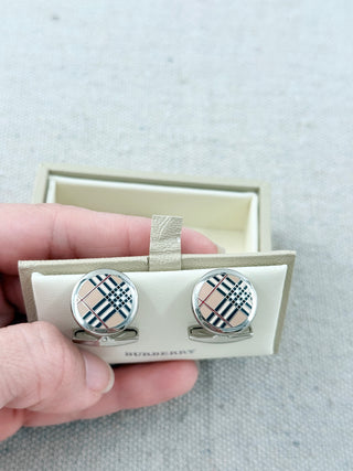 Burberry check cufflinks
