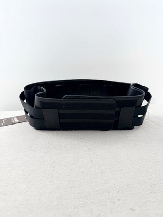 Chanel wide leather vintage reversible belt, M