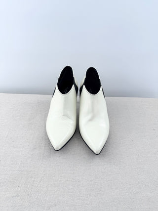 NWOT Rag & Bone Beha Leather Ankle Chelsea Boots Antique White Black Womens 37.5