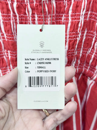 Cleobella Red and white maxi dress, XS