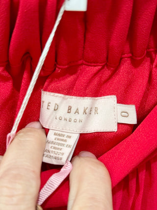 Ted Baker berry sunday bardot dress pleated high low, 0