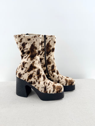Stella McCartney cow hide faux leather bots platform  chunky, 41