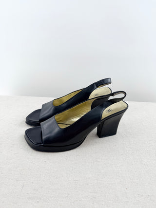 Bruno Magli platform peep toe slingback leather sandals, 39