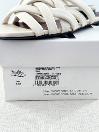 Staud Deepwater Leather Slip On Flat Strappy Sandals White Women's Size EU 37.5
