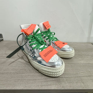 OFF-WHITE 3.0 Off Court Leather High-Top Sneakers White Silver Womens Size EU 38