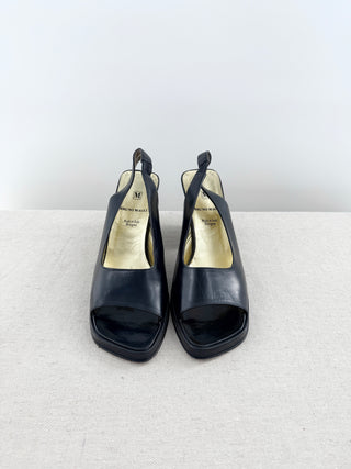 Bruno Magli platform peep toe slingback leather sandals, 39