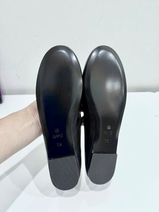 Raye Jolie Leather Slip on Ballerina Flat Shoes Black Women's Size US  7.5