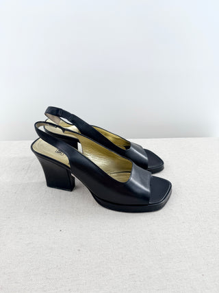 Bruno Magli platform peep toe slingback leather sandals, 39