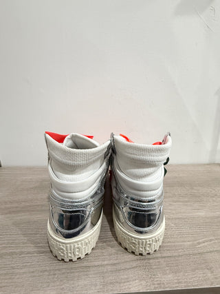 OFF-WHITE 3.0 Off Court Leather High-Top Sneakers White Silver Womens Size EU 38
