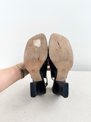 Bruno Magli platform peep toe slingback leather sandals, 39