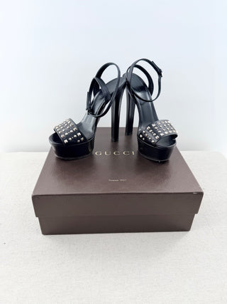 Gucci leather platform studded sandals, 36.5
