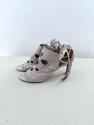 Aquazzura suede lace up booties, 40.5