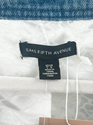 saks 5th avenue tweed jacket with denim details, L