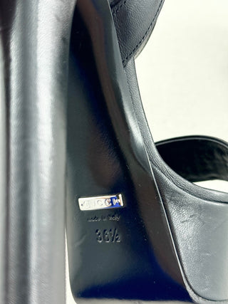 Gucci leather platform studded sandals, 36.5