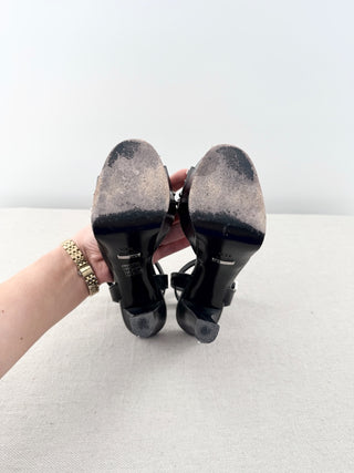 Gucci leather platform studded sandals, 36.5