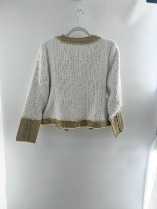 saks 5th avenue tweed jacket with canvas details, L