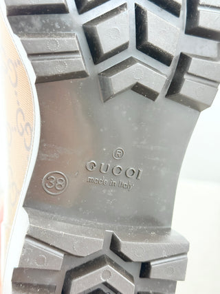 Gucci rain boots rubber monogram mid calf, 38