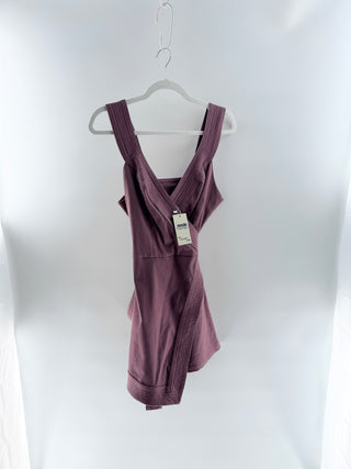 Alexis Textured Sleeveless Mauve romper, L