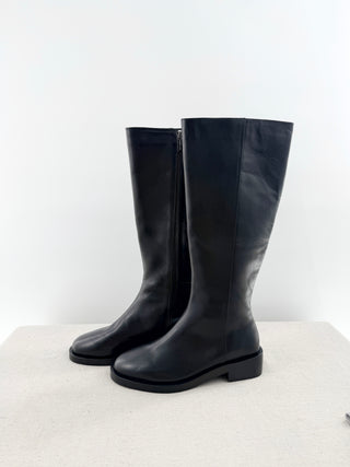 Tony Bianco Torres knee-high boots crafted from smooth premium leather, features a rounded toe, and comfortable low heel, 8.5