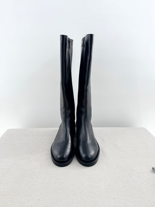 Tony Bianco Torres knee-high boots crafted from smooth premium leather, features a rounded toe, and comfortable low heel, 8.5