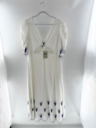 Farm Rio embroidered cut out maxi dress linen, XL