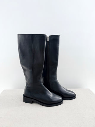 Tony Bianco Torres knee-high boots crafted from smooth premium leather, features a rounded toe, and comfortable low heel, 8.5