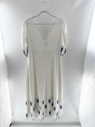 Farm Rio embroidered cut out maxi dress linen, XL