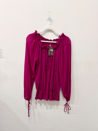 Vivienne Tam boho smocked long sleeve blouse, M