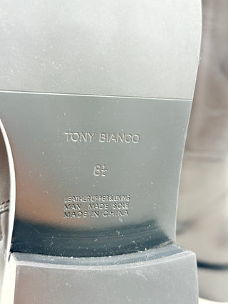 Tony Bianco Torres knee-high boots crafted from smooth premium leather, features a rounded toe, and comfortable low heel, 8.5