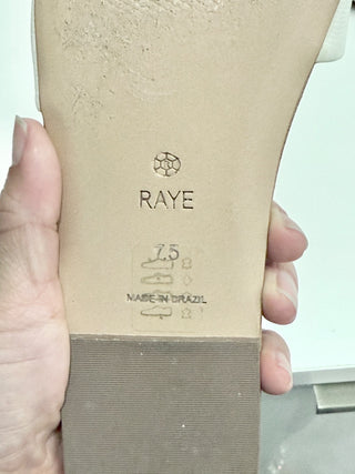 Raye Houston Leather Wide Strap Flat Slides Sandals Off White Womens Size US 7.5