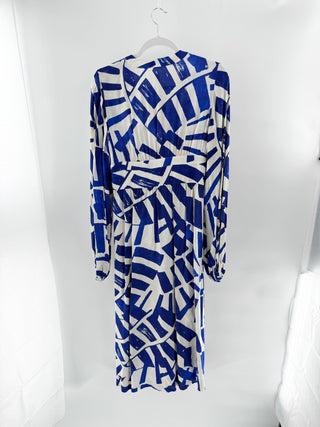 NWT Alexis Brazil Robyl Blouson Sleeve Midi Shirt Dress Royal Blue Women's Small