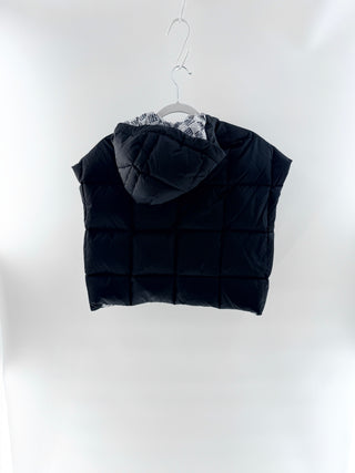 Louis Vuitton hooded puffer vest open arm pillow, 38 FR / US 6