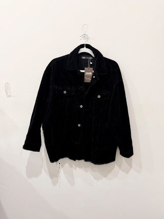 Zara oversized corduroy jacket raw hem, S