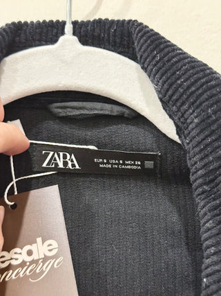 Zara oversized corduroy jacket raw hem, S