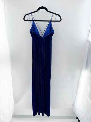 Aidan by Aidan Mattox Twist Front Sleeveless Velvet Formal Gown Royal Blue 4