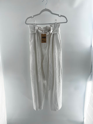 Alice & Olivia linen blend paperbag waist pants, 0