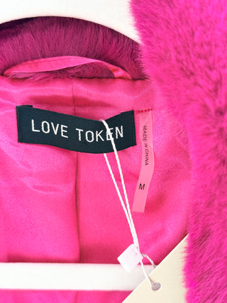 Love Token Plush Faux Fur Coat, M