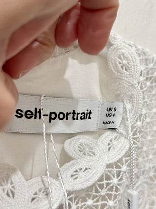 Self Portrait cotton chemical lace cut out mini dress, 4