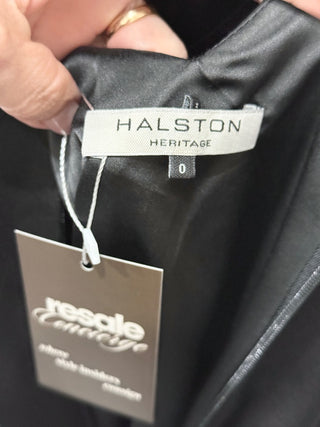 Halston Heritage sleeveless silver trim midi satin dress, 0