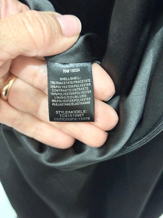 Halston Heritage sleeveless silver trim midi satin dress, 0