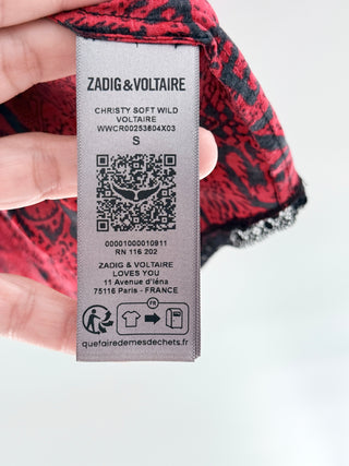 Zadig & Voltaire cristy silk tank top with lace trim, S