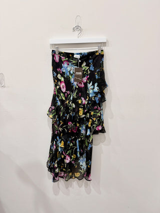 MISA ruffle floral midi skirt, XS