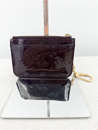 Louis Vuitton patent leather embossed amarante pochette cles with key chain